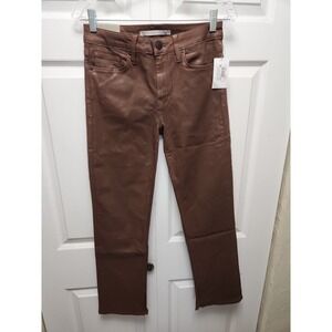 HUDSON Women's Nico Midrise Straight‎ Leg Jean Coated Tortoise SH Brown US 27x28
